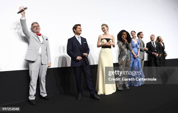 Christopher McQuarrie, Tom Cruise, Vanessa Kirby, Angela Bassett, Michelle Monaghant, Henry Cavill, Simon Pegg and Rebecca Ferguson attend the Global...