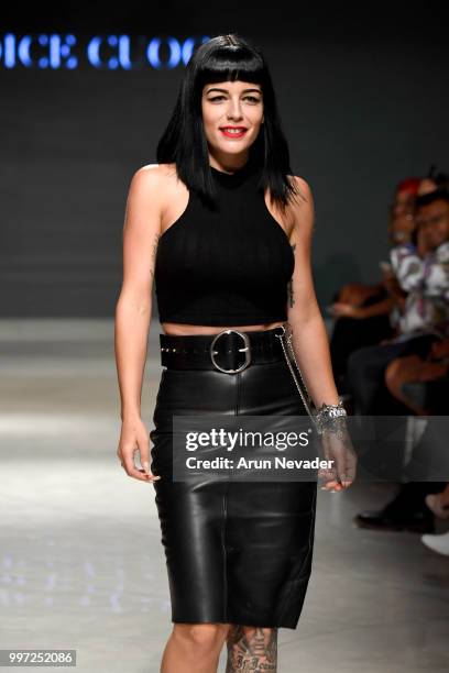 Designer Candice Cuoco walks the runway for Candice Cuoco at Miami Swim Week powered by Art Hearts Fashion Swim/Resort 2018/19 at Faena Forum on July...