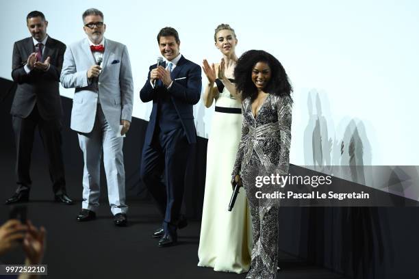 Jake Myers, Christopher McQuarrie, Tom Cruise, Vanessa Kirby and Angela Bassett attend the Global Premiere of 'Mission: Impossible - Fallout' at...