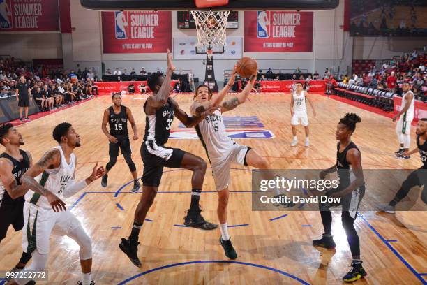 Wilson of the Milwaukee Bucks shoots the ball against the San Antonio Spurs during the 2018 Las Vegas Summer League on July 12, 2018 at the Cox...