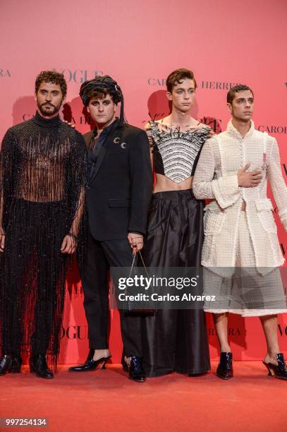 Paco Leon, Palomo Spain and Eduardo Casanova attend Vogue 30th Anniversary Party at Casa Velazquez on July 12, 2018 in Madrid, Spain.