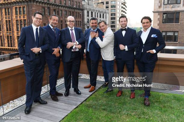 Dimitri Aubert, Jean-Charles Zufferey, Thierry Esslinger, Ahmad Shahriar, Anthony Cenname, Ian Bohen, and Max Girombelli attend the Breguet "Classic...