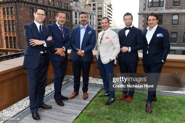 Dimitri Aubert, Jean-Charles Zufferey, Ahmad Shahriar, Anthony Cenname, Ian Bohen, and Max Girombelli attend the Breguet "Classic Tour" at Carnegie...