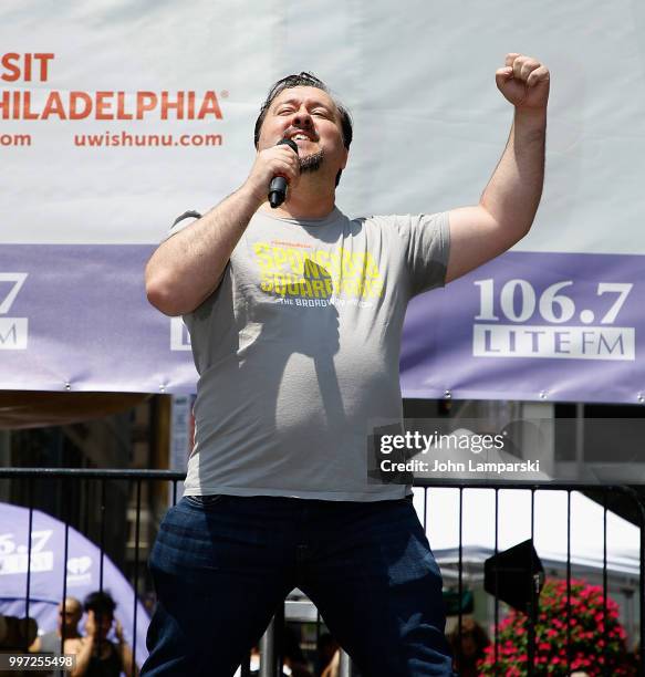 Brian Ray Norris of "Sponge Bob Square Pants" performs during 106.7 LITE FM's Broadway in Bryant Park on July 12, 2018 in New York City.