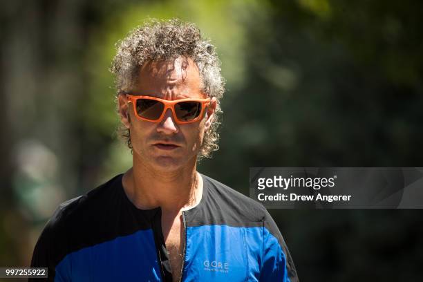 Alex Karp, chief executive officer of Palantir Technologies, attends the annual Allen & Company Sun Valley Conference, July 12, 2018 in Sun Valley,...