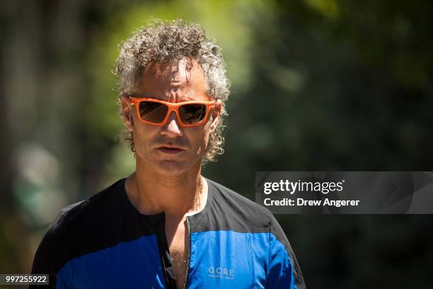 Alex Karp, chief executive officer of Palantir Technologies, attends the annual Allen & Company Sun Valley Conference, July 12, 2018 in Sun Valley,...