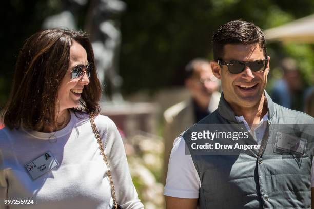 Sarah Friar, chief executive officer of Square, and Ned Segal, chief financial officer at Twitter, attend the annual Allen & Company Sun Valley...