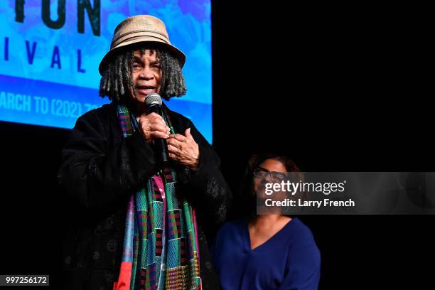 Dr. Sonia Sanchez is interviewed by Elizabeth Alexander during A Tribute to Sonia Sanchez at the opening night of March On Washington Film Festival...