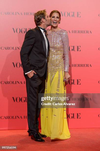 David Ascanio and Laura Sanchez attend Vogue 30th Anniversary Party at Casa Velazquez on July 12, 2018 in Madrid, Spain.