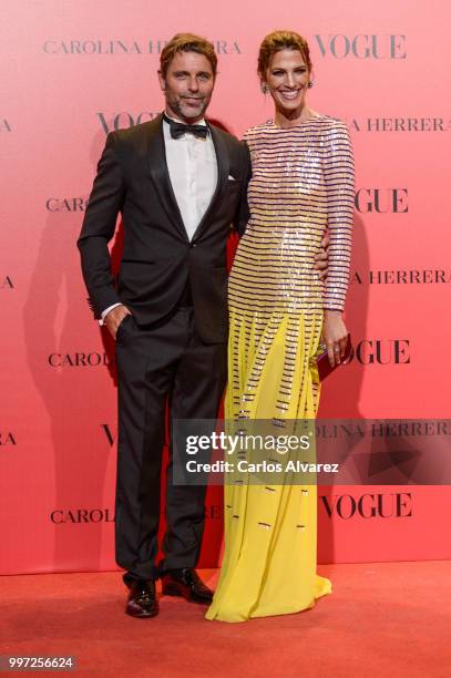 David Ascanio and Laura Sanchez attend Vogue 30th Anniversary Party at Casa Velazquez on July 12, 2018 in Madrid, Spain.