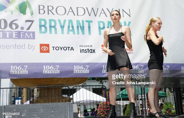 Jessica Ernest and Terra C. MacLeod of Chicago perform during 106.7 LITE FM's Broadway in Bryant Park on July 12, 2018 in New York City.