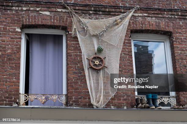 old windows with fishing accessories - napier street stock pictures, royalty-free photos & images