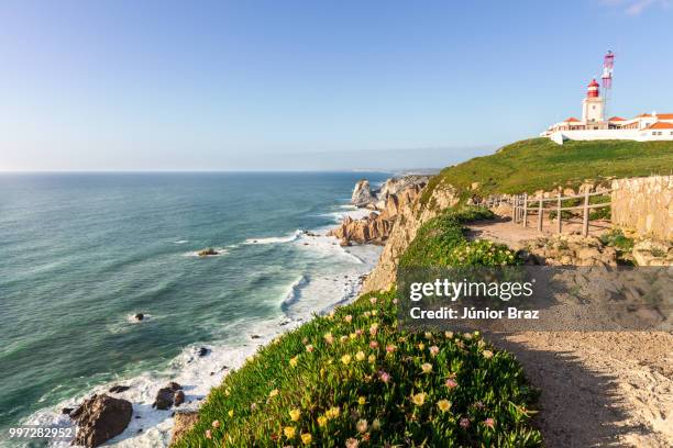 cabo da roca, extreme western point of europe in sintra. - roca stock pictures, royalty-free photos & images