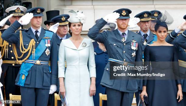 Prince William, Duke of Cambridge, Catherine, Duchess of Cambridge, Prince Harry, Duke of Sussex and Meghan, Duchess of Sussex attend a ceremony to...