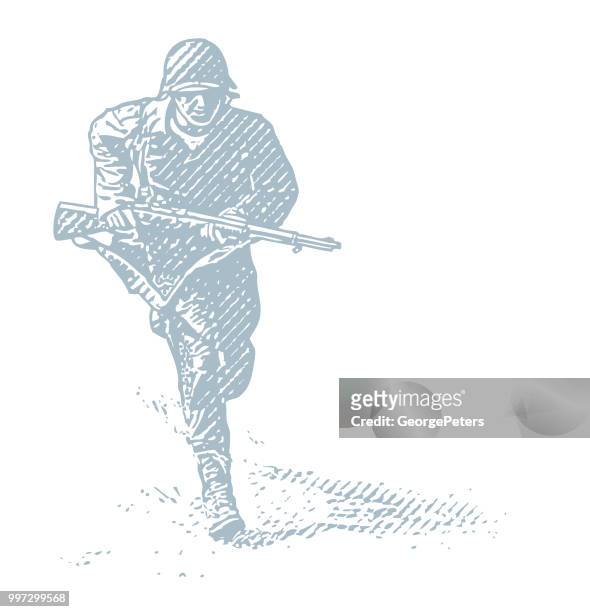 illustrations, cliparts, dessins animés et icônes de seconde guerre mondiale contre le soldat le jour j - d day