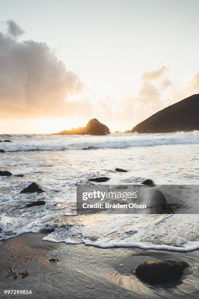 sunset at pfeiffer beach - olsen stock pictures, royalty-free photos & images