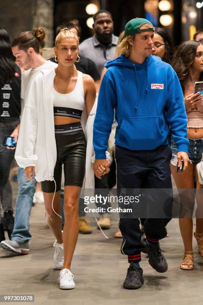 Justin Bieber and Hailey Baldwin are seen in Brooklyn on July 12, 2018 in New York City.