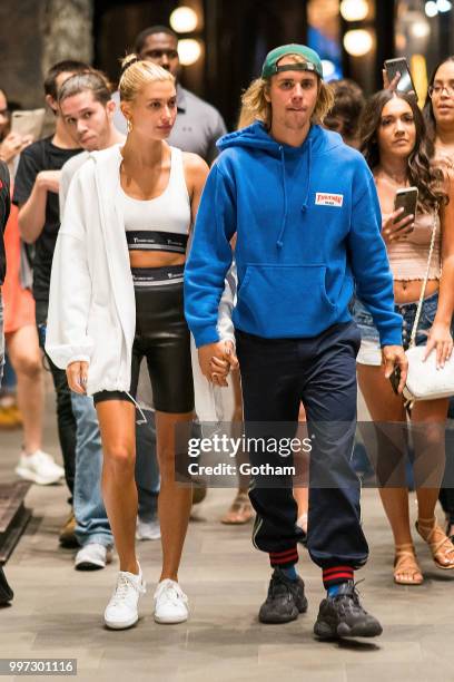 Justin Bieber and Hailey Baldwin are seen in Brooklyn on July 12, 2018 in New York City.