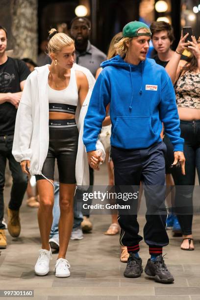 Justin Bieber and Hailey Baldwin are seen in Brooklyn on July 12, 2018 in New York City.