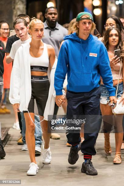 Justin Bieber and Hailey Baldwin are seen in Brooklyn on July 12, 2018 in New York City.