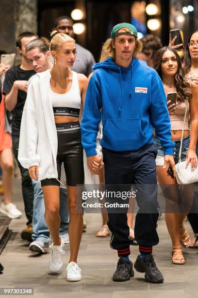 Justin Bieber and Hailey Baldwin are seen in Brooklyn on July 12, 2018 in New York City.