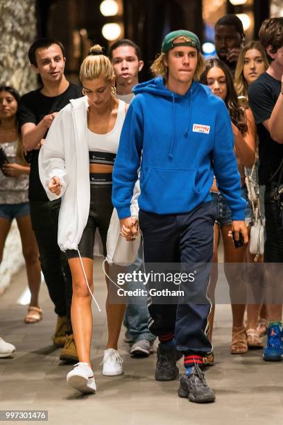 Justin Bieber and Hailey Baldwin are seen in Brooklyn on July 12, 2018 in New York City.