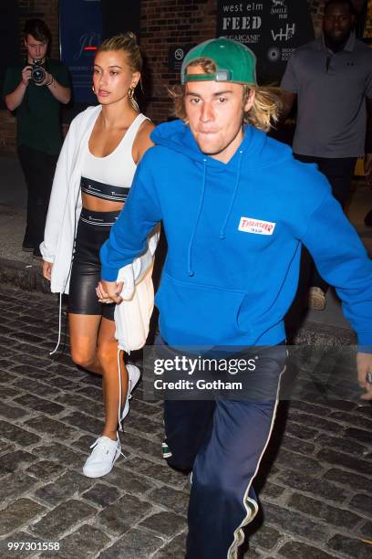 Justin Bieber and Hailey Baldwin are seen in Brooklyn on July 12, 2018 in New York City.