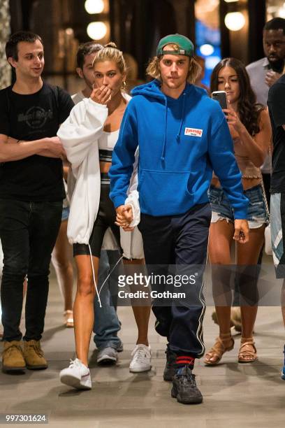 Justin Bieber and Hailey Baldwin are seen in Brooklyn on July 12, 2018 in New York City.