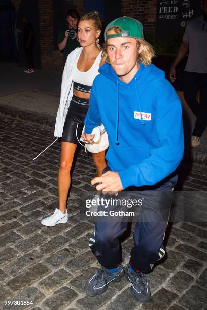 Justin Bieber and Hailey Baldwin are seen in Brooklyn on July 12, 2018 in New York City.