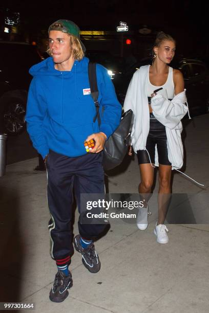 Justin Bieber and Hailey Baldwin are seen in Brooklyn on July 12, 2018 in New York City.