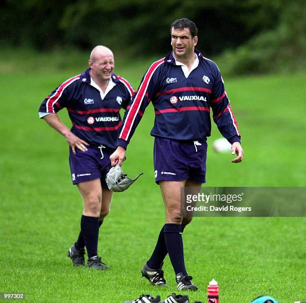 Martin Johnson, the Lions and Leicester captain, takes part in Leicester training at the Oadby Oval, Leicester, England. DIGITAL IMAGE. Mandatory...