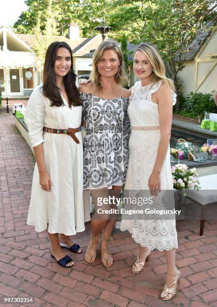 Francesca Pasini, Lizzi Bickford, and Sarah Bray attend the Modern Luxury + Sam Edelman Summer Fashion Event on July 12, 2018 in Southampton, New...