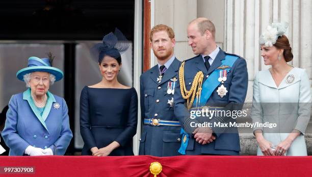 Queen Elizabeth II, Meghan, Duchess of Sussex, Prince Harry, Duke of Sussex, Prince William, Duke of Cambridge and Catherine, Duchess of Cambridge...