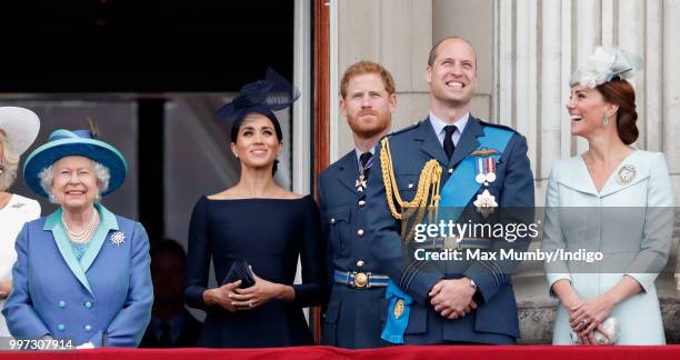 Queen Elizabeth II, Meghan, Duchess of Sussex, Prince Harry, Duke of Sussex, Prince William, Duke of Cambridge and Catherine, Duchess of Cambridge...