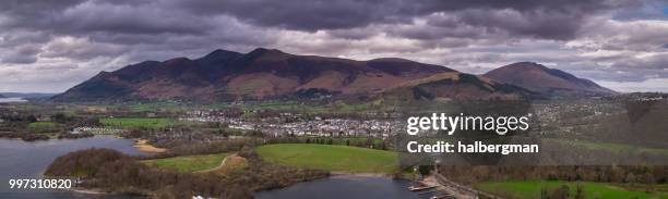 keswick, england - aerial panorama - keswick stock pictures, royalty-free photos & images