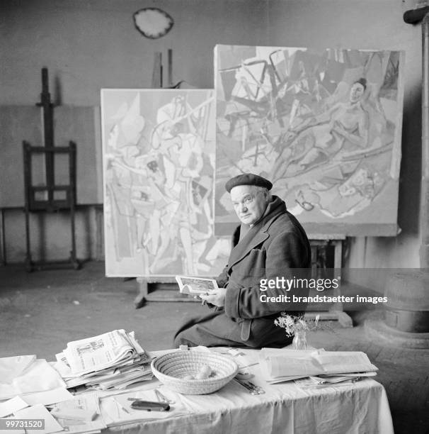 Austrian Painter Herbert Boeckl in his studio. Vienna. Photograph. 1954. (Photo by Helmut Baar
