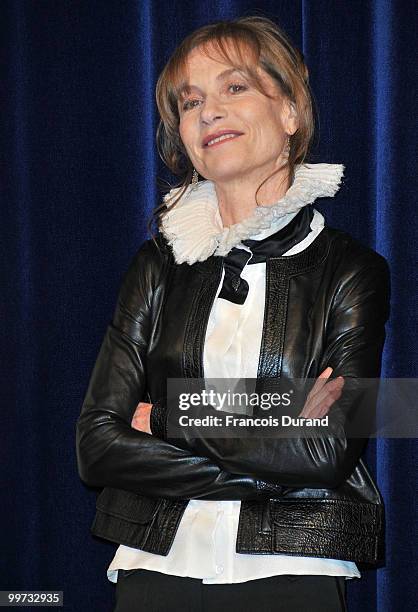 Actress Isabelle Huppert attends "Copacabana" Premiere at Espace Miramar during the 63rd Annual Cannes Film Festival on May 17, 2010 in Cannes,...