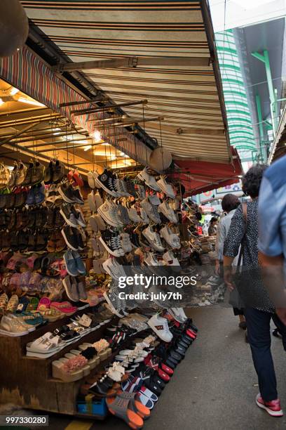 shoe store at international market in busan - july7th stock pictures, royalty-free photos & images