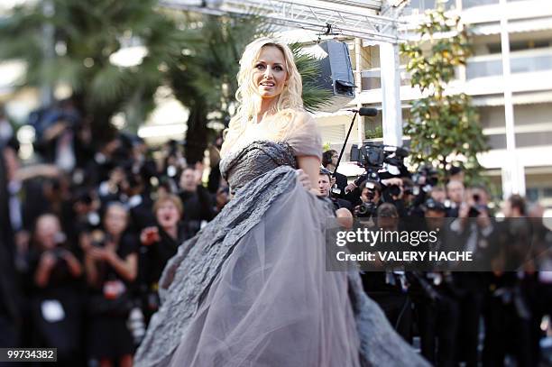 Slovakian model Adriana Karembeu arrives for the screening of "Biutiful" presented in competition at the 63rd Cannes Film Festival on May 17, 2010 in...