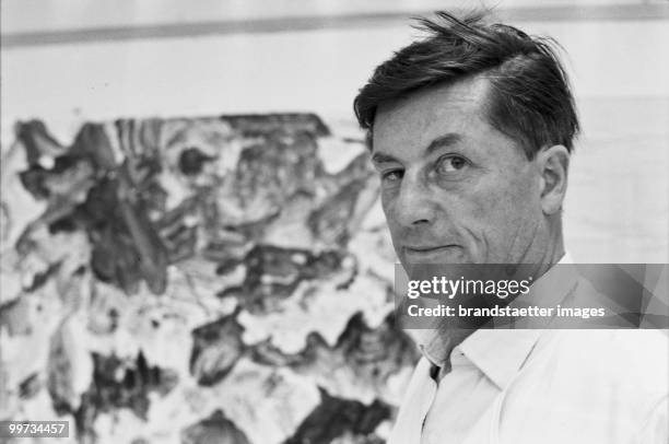 Max Weiler in his studio. Vienna. Photograph. July 1967