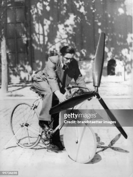 The propeller - bicycle which was invented from a Frenchman, was presented at a exhibition in Paris. France, Paris. Photograph. 29. 08. 1936