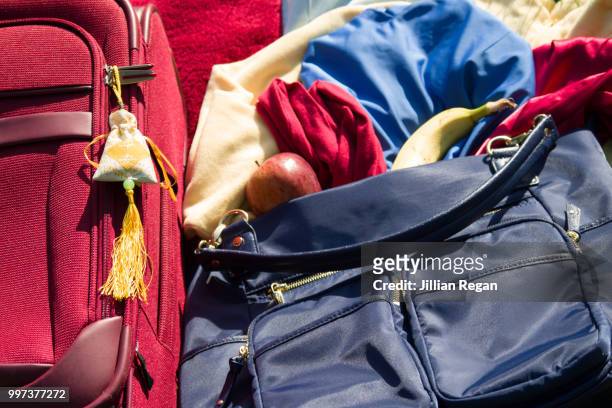 primary colors traveling bags - jillian stock pictures, royalty-free photos & images