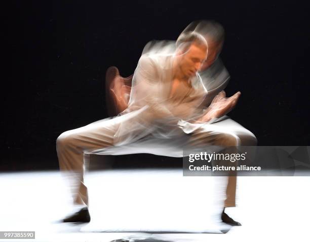 July 2018, Germany, Stuttgart: Rosario Guerra rehearses the new piece titled "Infant Spirit" by the choreographer Marco Goecke . The piece is...