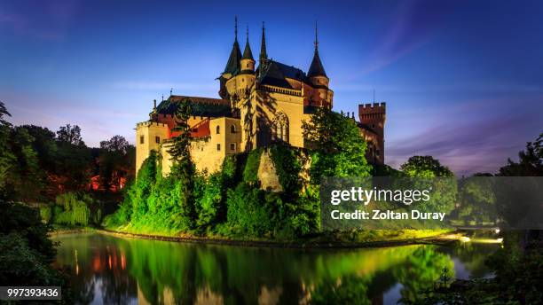 the romantic night of bojnice castle - bojnice castle stock pictures, royalty-free photos & images