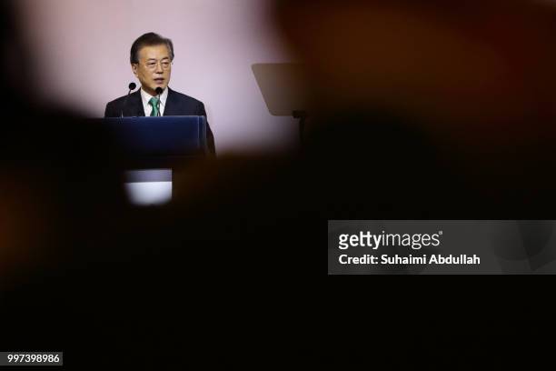 South Korean President, Moon Jae-in delivers the Singapore Lecture titled "Republic of Korea and ASEAN: Partners for Achieving Peace and...