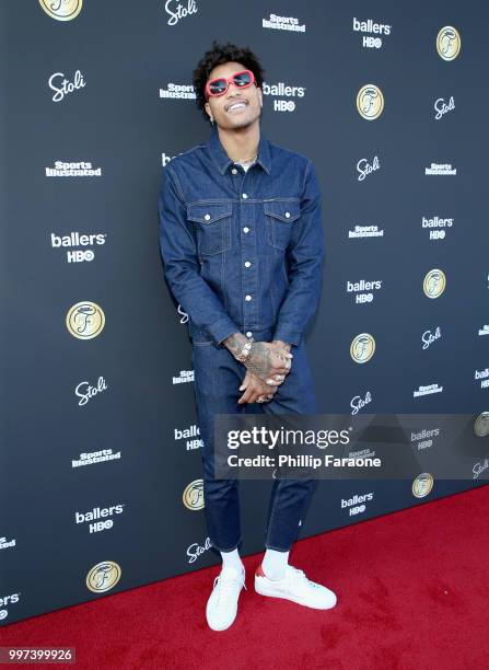 Kelly Oubre Jr. Attends SI Fashionable 50 Event on July 12, 2018 in Los Angeles, California.