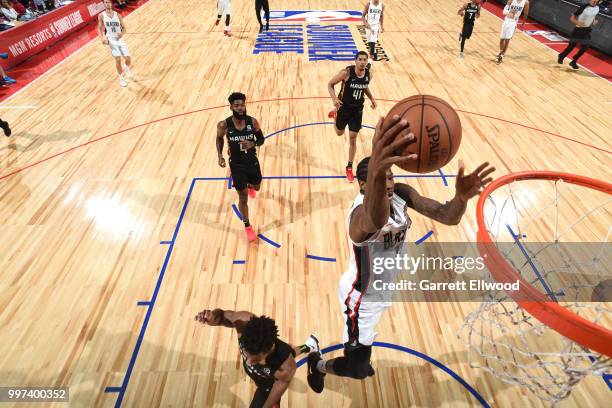 Archie Goodwin of the Portland Trail Blazers goes to the basket against the Atlanta Hawks during the 2018 Las Vegas Summer League on July 12, 2018 at...