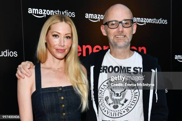 Julie Mintz and Moby attend the premiere of Amazon Studios' "Generation Wealth" at ArcLight Hollywood on July 12, 2018 in Hollywood, California.