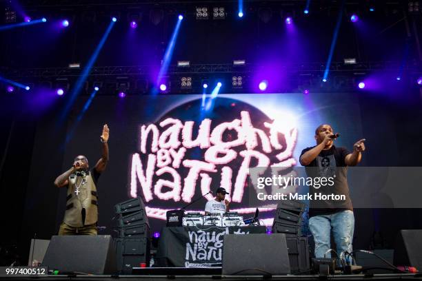 Treach, DJ Kay Gee and Vin Rock of Naughty By Nature perform on Day 7 of the RBC Bluesfest at LeBreton Flats on July 12, 2018 in Ottawa, Canada.