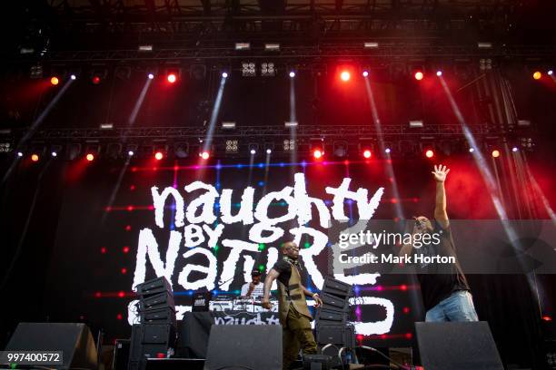 Treach, DJ Kay Gee and Vin Rock of Naughty By Nature perform on Day 7 of the RBC Bluesfest at LeBreton Flats on July 12, 2018 in Ottawa, Canada.